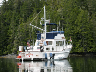 Phoenix at anchor in Waddington Bay