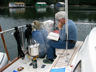 Cooking crabs in Potts Lagoon